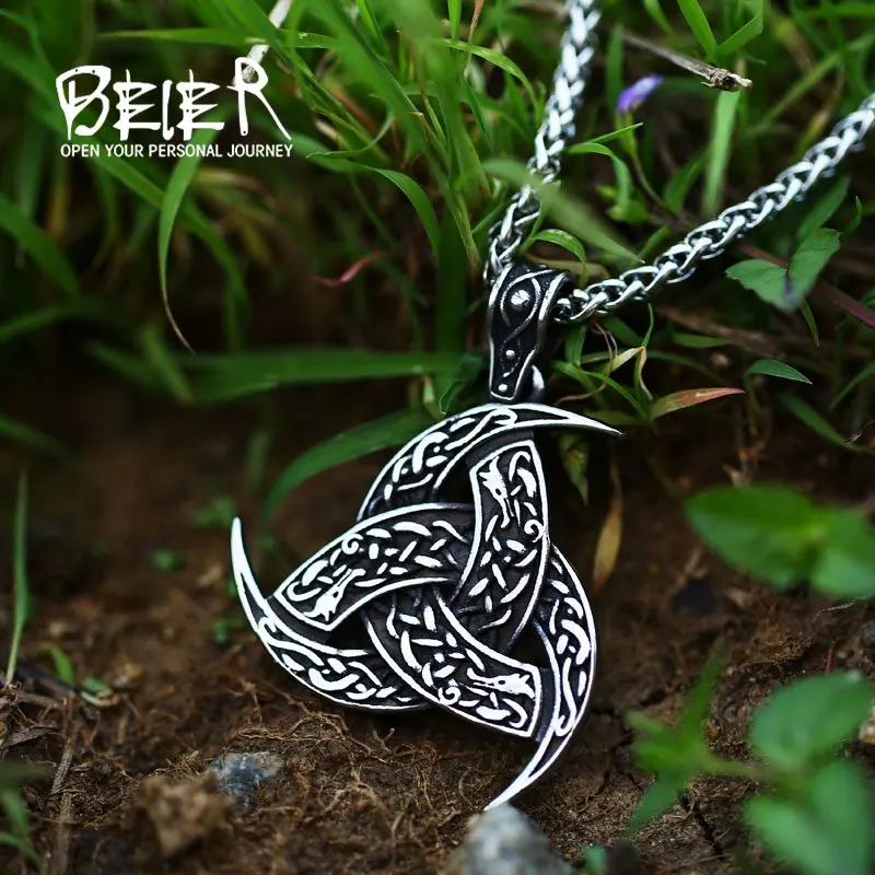 Beier 316L Stainless Steel Viking Pendant Necklace Norse Jewelry Knot Rune Men Pendant LLBP8-214P