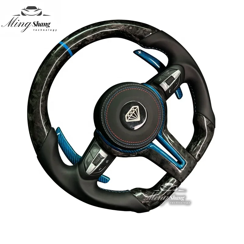 Suitable for  1/2/3/4- series X1 X3 X4 F10 F30 F35 F80 M2 M3 M4  pure carbon fiber sports steering wheel and blue accessories