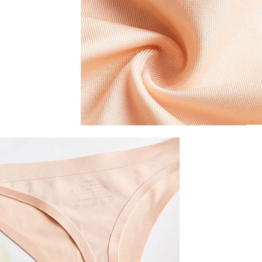 2Pcs/Lot Sexy Women Panties Ultra Thin Ice Silk Thong Female Low Rise Underwear M-3XL Plus Size G-String Seamless Solid Lingerie