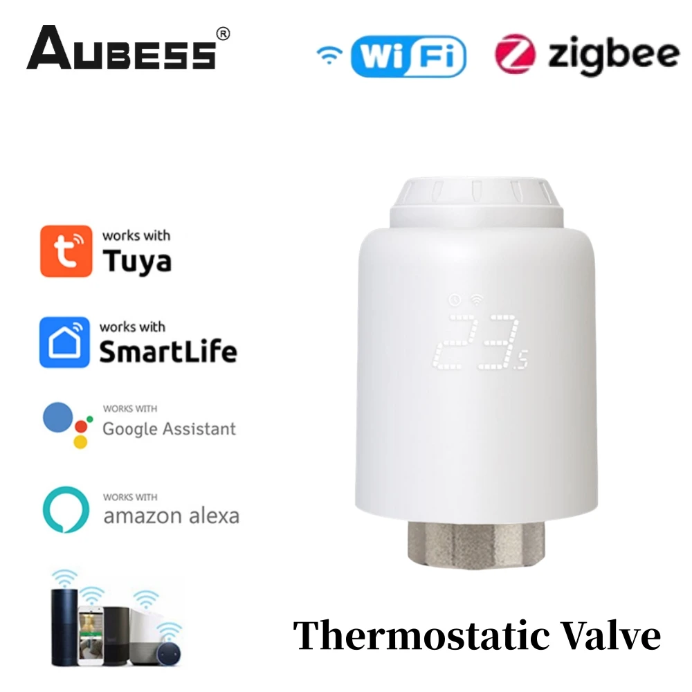 Aubess Tuya Smartlife Thermostatische Klep Zigbee/Wifi Slimme Temperatuurregelklep Vloerverwarming Radiator Alexa Google