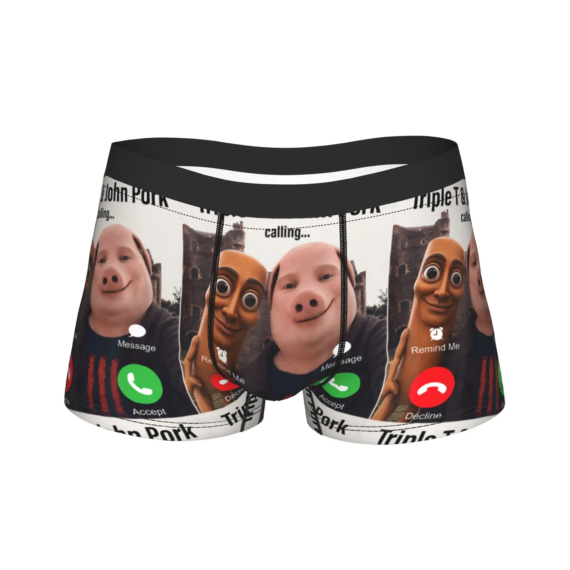 Tung Tung Tung Sahur Triple and John Pork Calling Brianrot Trunk 3D Pouch Underwear Custom Boxer Brief Comfortable Men's Panties
