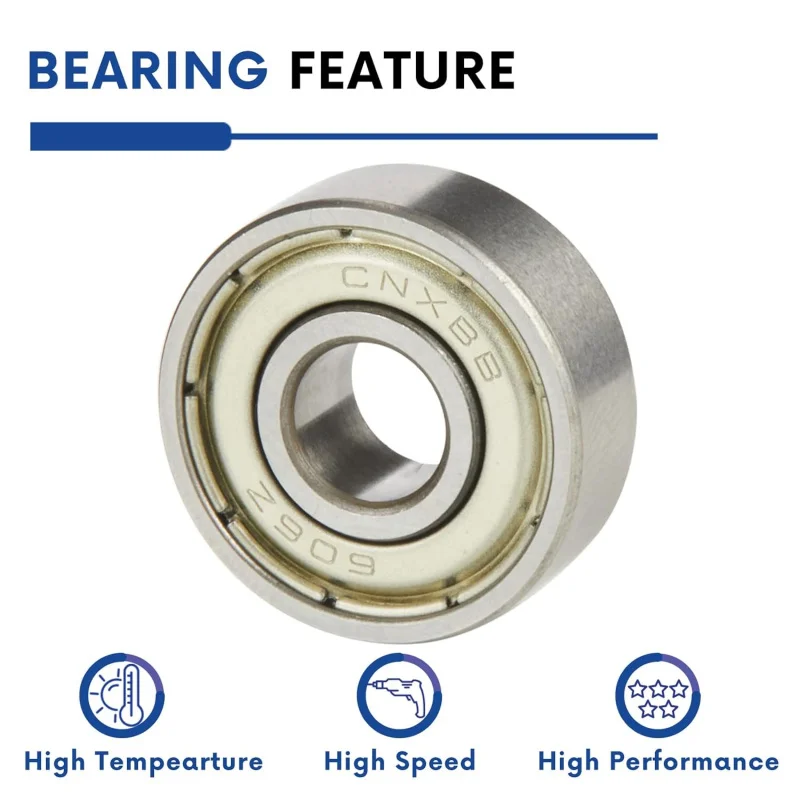 10pcs 606ZZ Ball Bearing, Double Metal Sealed Deep Groove Bearings 6x17x6mm, High Temperature High Speed and Low Noise