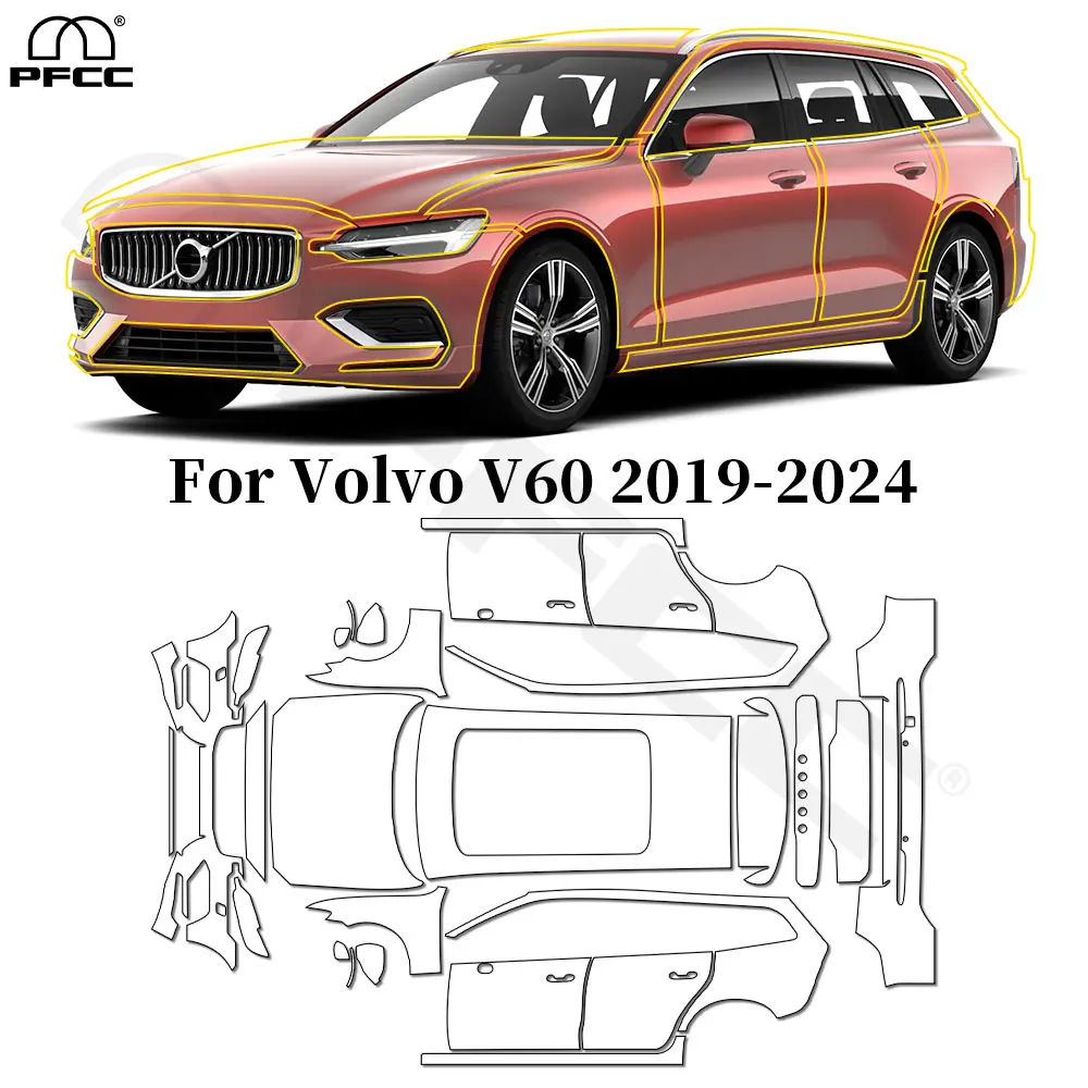 

For Volvo V60 2019-2024 TPU Paint Protection Film Anti-scratch Car Body Clear Bra Pre-cut PPF Resistant Invisible Repairable Kit