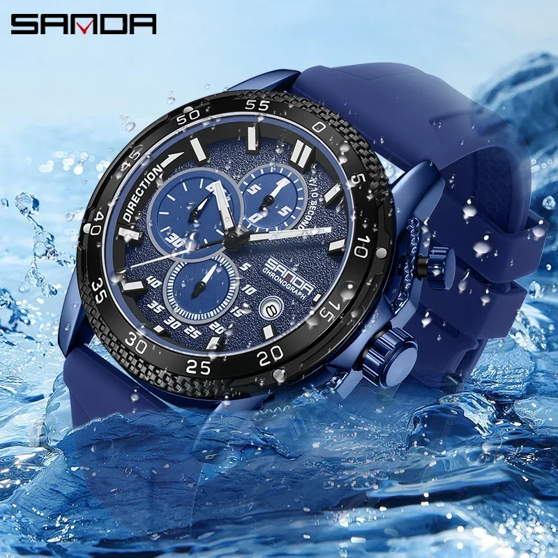 

SANDA mens watches Casual Sports Outdoor Military Waterproof Shockproof Automatic Rubber Quartz Clock Shock New luxury watch5314