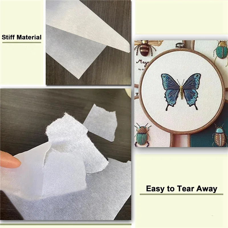 

AB47-Tear Away Stabilizer For Embroidery, 8X8inch 200PCS Precut Embroidery Stabilizers, Embroidery Backing Stabilizer