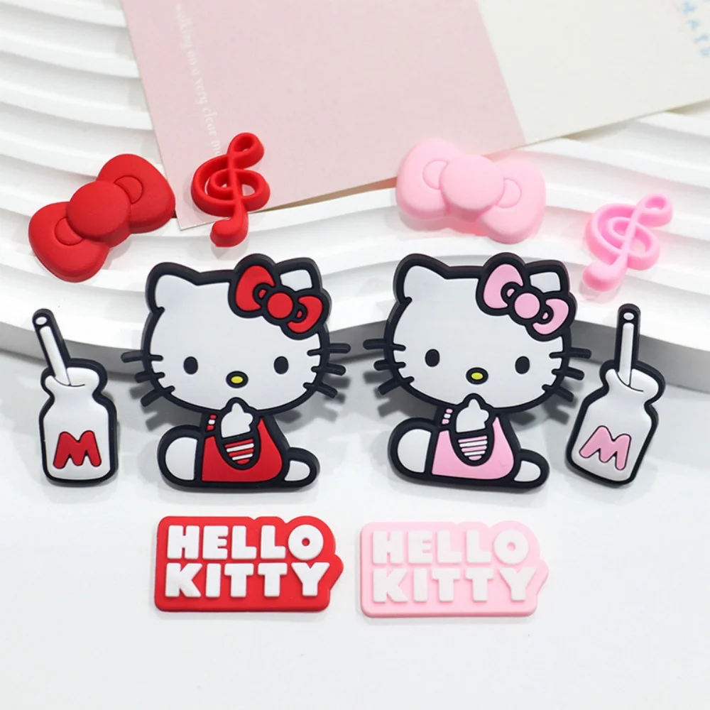 Sitting Katie KT Cat Bow PVC Charm Shoes Accessories Garden Shoes Wooden Clogs Sandals DIY Decoration Birthday Party Gift