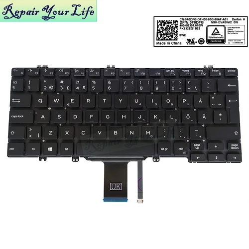 Imagen 2 del producto Teclado retroiluminado FJD8V para Dell Latitude 7380, 7389, 7390, 7280, 7290, 5280, 5290, CN-0FJD8V, 030FVP, 0F0DFG