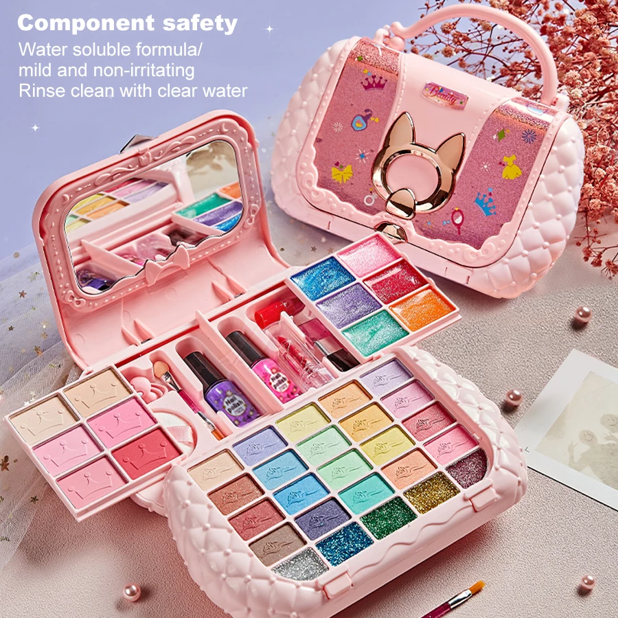 Kids Washable Makeup Girl Toys - Kids Makeup Kit for Girl, Real Make Up Set, Little Girls Makeup Kit for Toddler Kid Children Pr