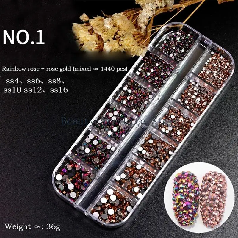 652C Art Strassstones runde Flachback -Kristallnagel -Edelsteine ​​für Nägel Kunst Handwerk DIY