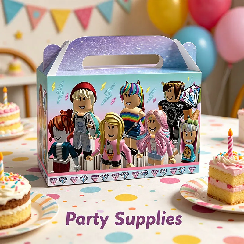 Roblox-Themen-Papierbox-Kombination mit Spielfiguren, Süßigkeiten-Geschenktüten für Babyparty und Geburtstagsfeier-Dekorationen – Detail 4