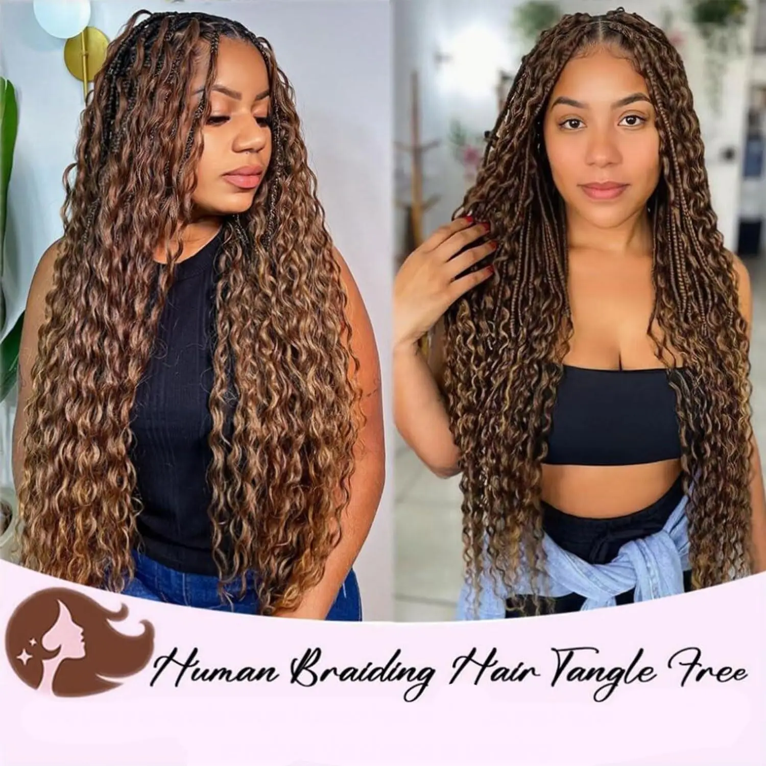 Tressage de cheveux humains bouclés profonds, vague d'eau en vrac, sans support de trame, cheveux humains ondulés, tresses Boho Box