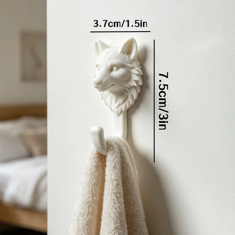 2pcs Wolf-Head Wall Hook Set—nail-free, seamless, multi-purpose decorative hooks suitable for use in kitchens, bathrooms