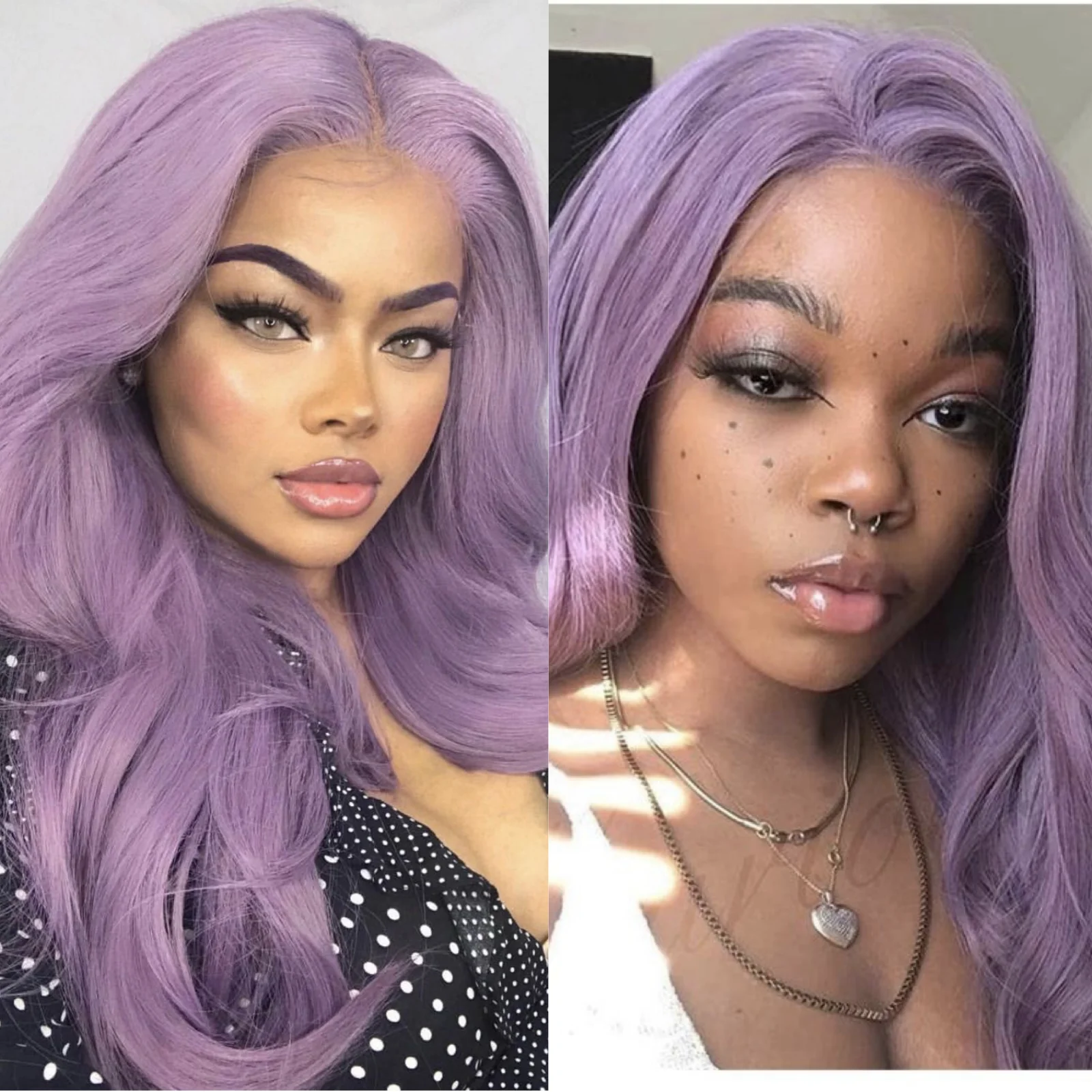 RDY-Perruque Lace Front Wig Body Wave synthétique sans colle, cheveux longs ondulés, violet clair, naissance des cheveux naturelle colorée, pour femmes