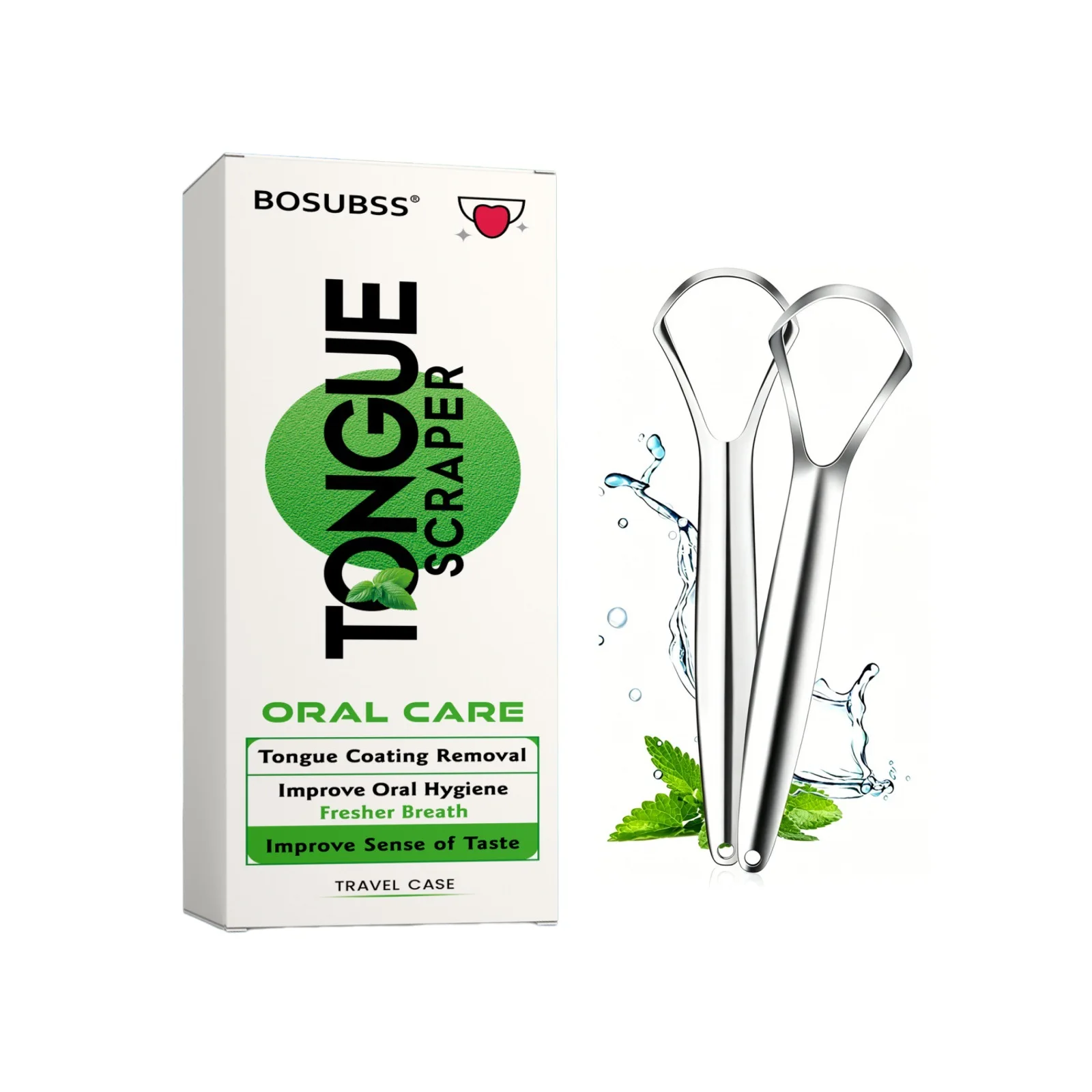 2/1Pack Portable Tongue Scrapers, Reusable, Adult Dental Care Tools Designed to Eliminate Bad Breath, Easy to Use