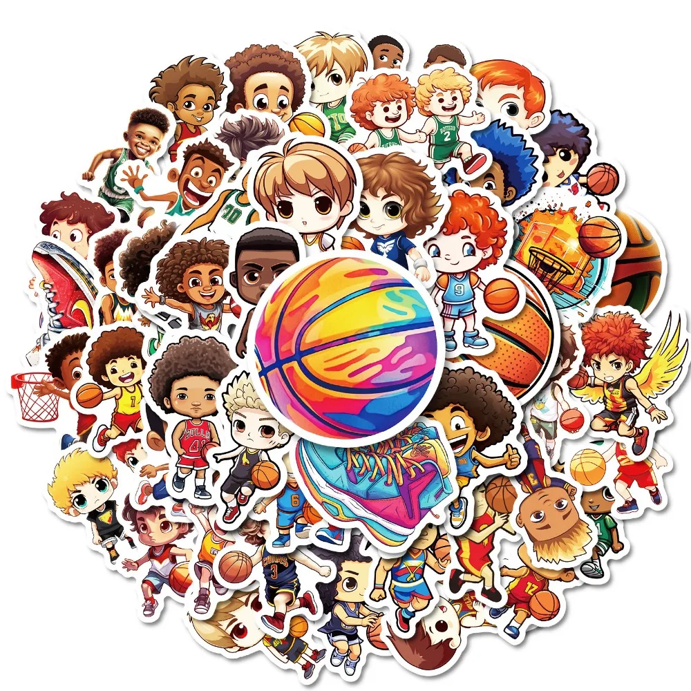 10/50Pcs Basketball Boy Decorative Stickers Decal Kids Toy Laptop Luggage Phone Skateboard Kids DIY Cartoon Sticker Toy Packs