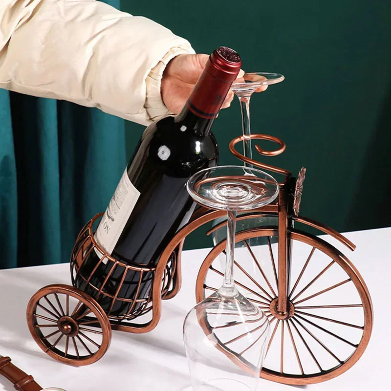 Creative Metal Wine Rack Vintage Wine Bottle and Glass Holder Bar Home Decoration Display Stand Drip Shipping botellero vino