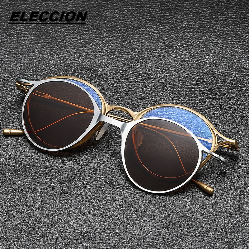 

ELECCION Titanium Myopia Optical Glasses Frame With Polarized Clip Men Round Rim Eyeglasses Frame Sunglasses ARLT5959