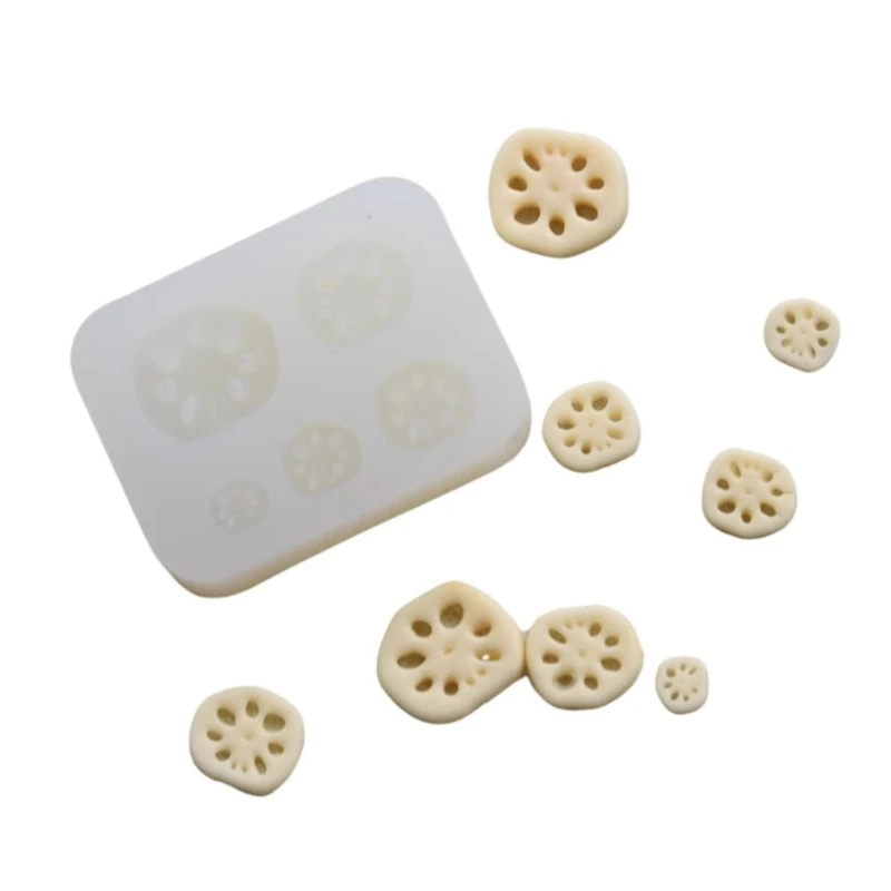 Handmade Realistic Miniature Lotus Root Slice Mold Dollhouse Decoration Ornament Food Play Mould Epoxy Resin Jewelry Making Tool