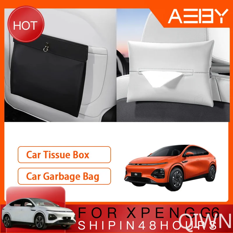 QIWN AEBY Car Tissue Box For XPENG G6 2023-2025 Garbage Bag Waterproof Magnetic Adsorption Storage Bag Trip Organizer Easy Insta
