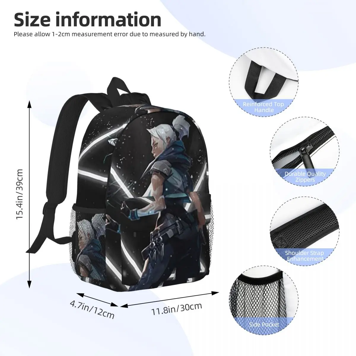 Jett V-Valorant Riot Games Backpack Student BookBag Children School Bag Laptop Shoulder Bags for Men Women
