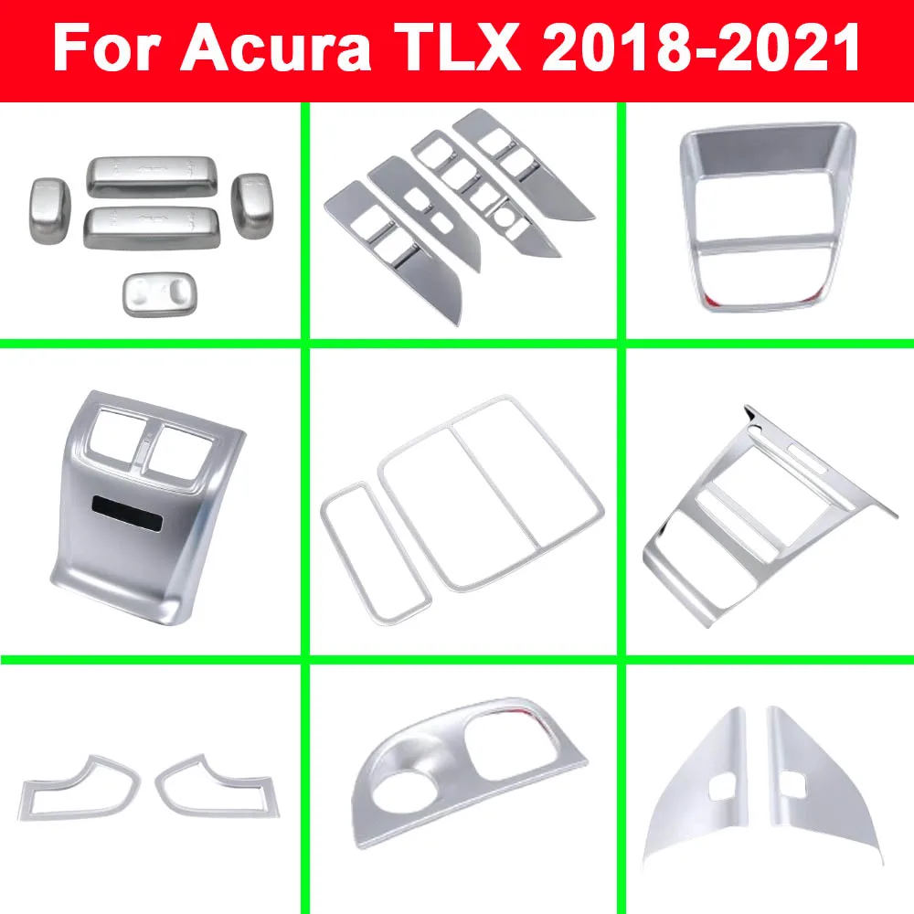

For Acura TLX 2018 2019 2020 2021 ABS Car Seat Switch Cover Amrest Handle Outlet Vent Reading Light Frame Gear Trim Accessories