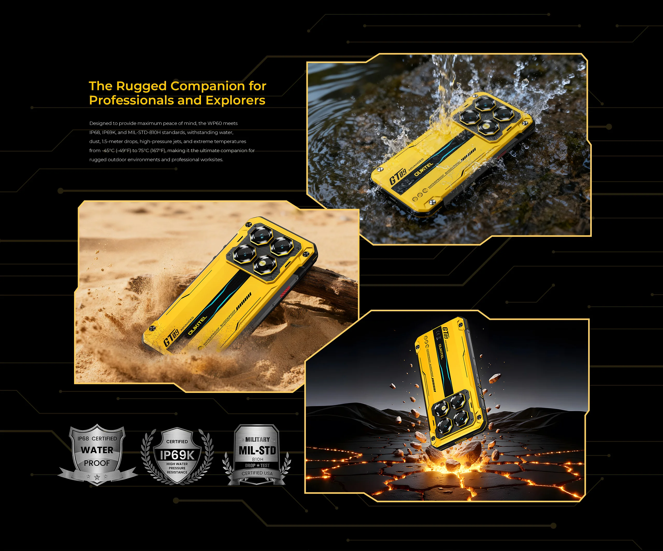 OUKITEL WP60 5G Rugged Smartphone Android 15 MTK 7025 7.2Inch HD 120Hz 256GB/512GB ROM Mobile Phone 108MP 10000mAh Cellphone NFC