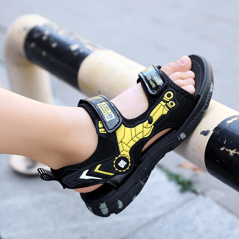 어린이용 여름용 오픈토 스포츠 샌들 한 켤레, 부드럽고 편안한 메카 스타일 플랫 슈즈, 사이즈 28-40，WK-TX188