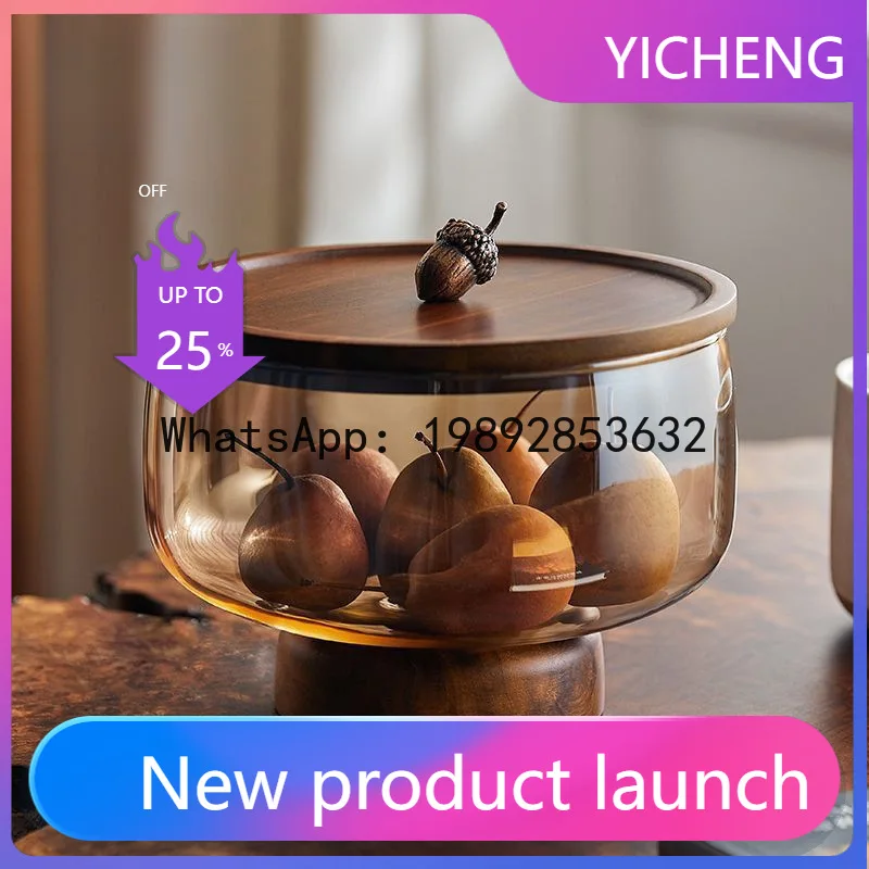 

Hys glass fruit bowl - exquisite serving dish for living room coffee table, perfect for dried fruits, candies, and snacks