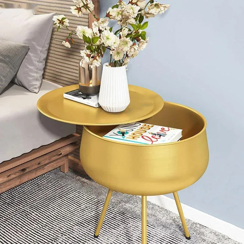 Bedside table bedroom storage cabinet home furniture INS luxury Round small Side tables nordic Corner coffee Desk Gold end table