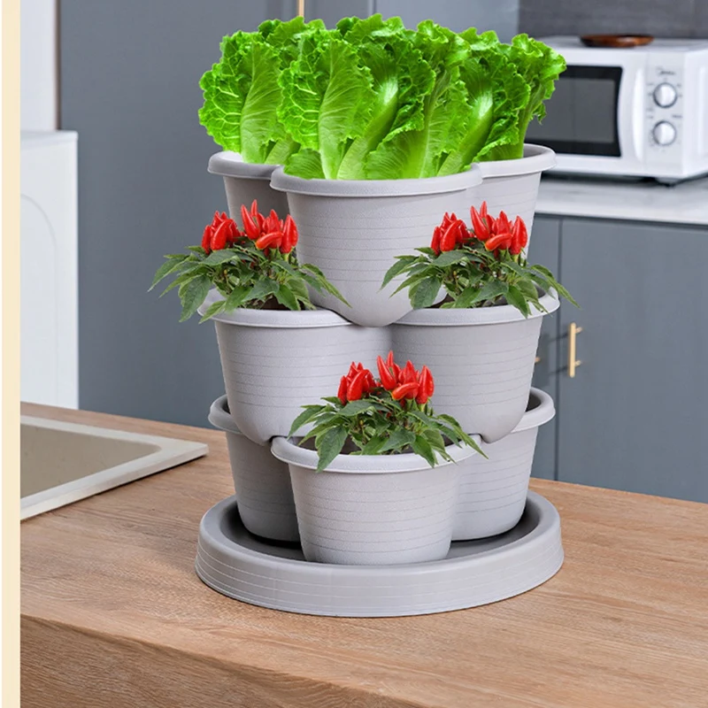 Vertical Gardening Stackable Flower Pots, For Strawberries, Flowers, Vegetable,Three-Dimensional Flower Pots(5PCS)