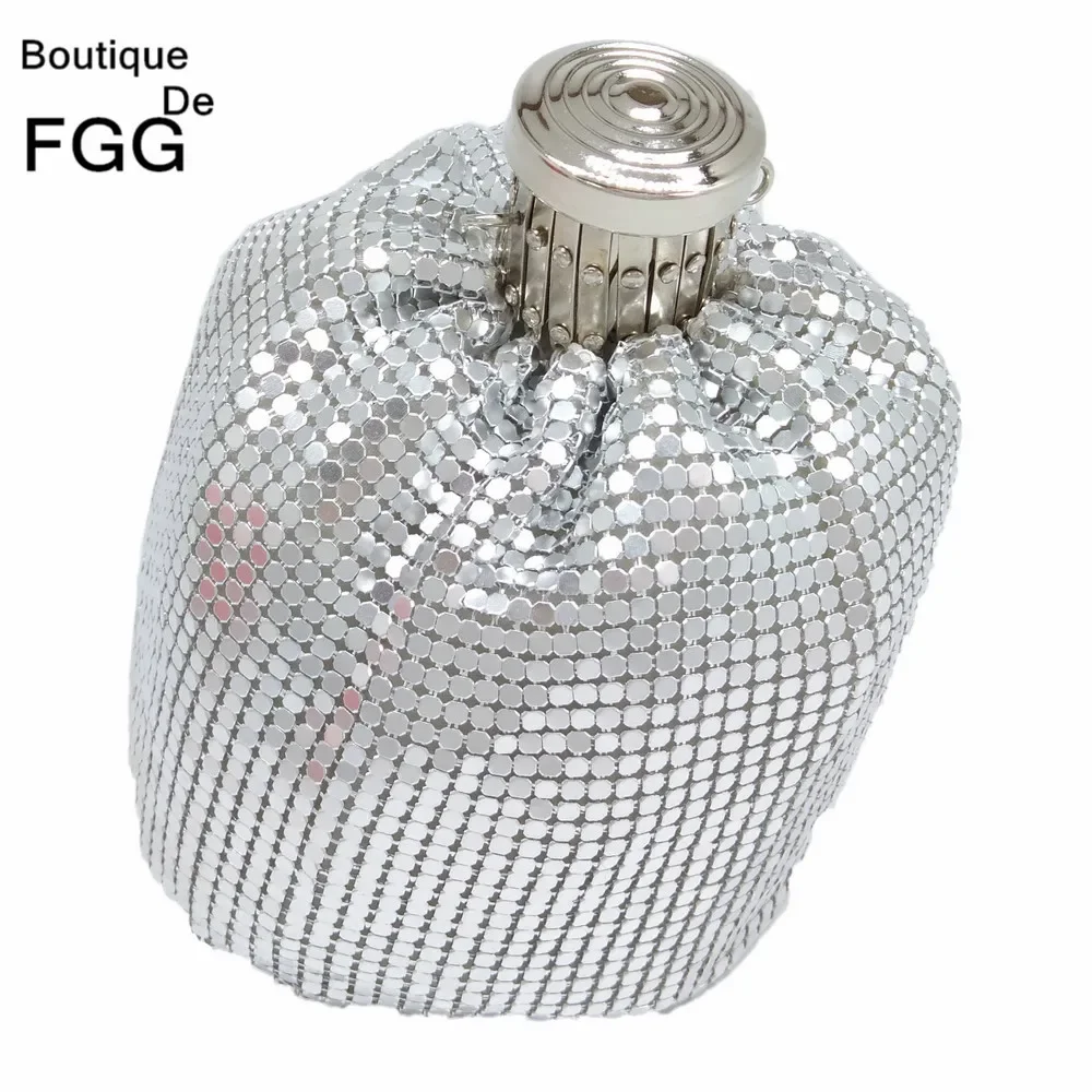 Boutique De FGG Mini Fashion Aluminum Day Clutches Women Casual Coin Purse Money Bag Evening Purse Party Dinner Clutch Handbag