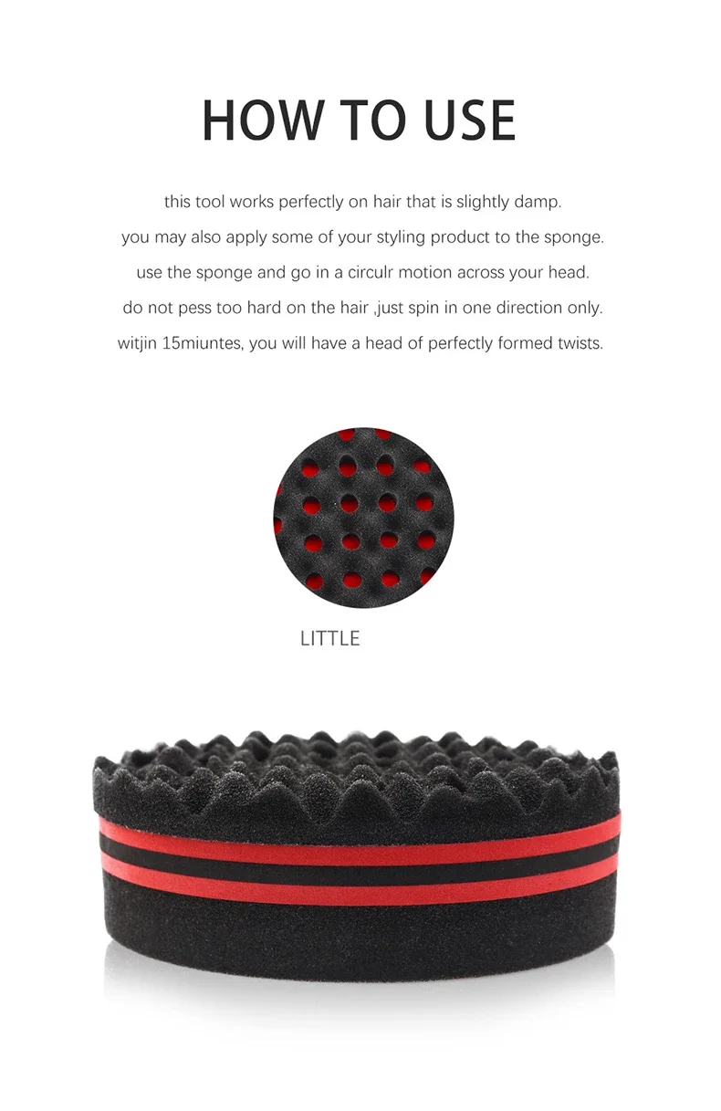 1pc double-sided brush sponge hair salon styling oval perforated curly hair sponge wave styling tool Special for real hair wigs image 3