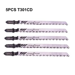 5Pcs T301CD Jigsaw Blade Set High Carbon Steel Reciprocating Saw Blade For Sheet Panels Wood Plastic Metal Cutting Woodworking