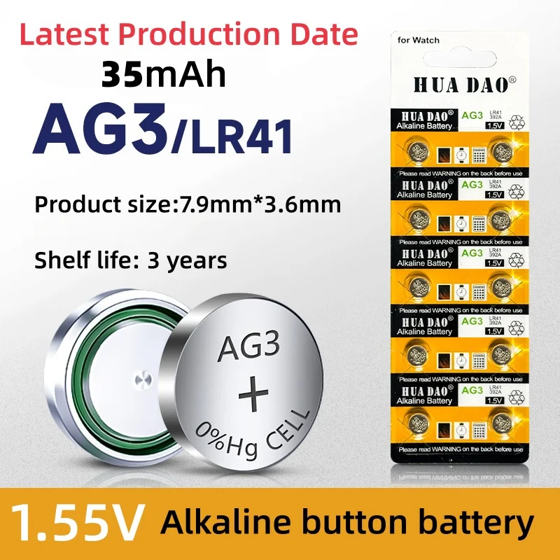 

AG3 LR41 35mAh 1.55V Button Batteries SR41 392 192 Round Cell Coin Alkaline BatteryL736 384 SR41SW CX41 for Watch Toys Clock