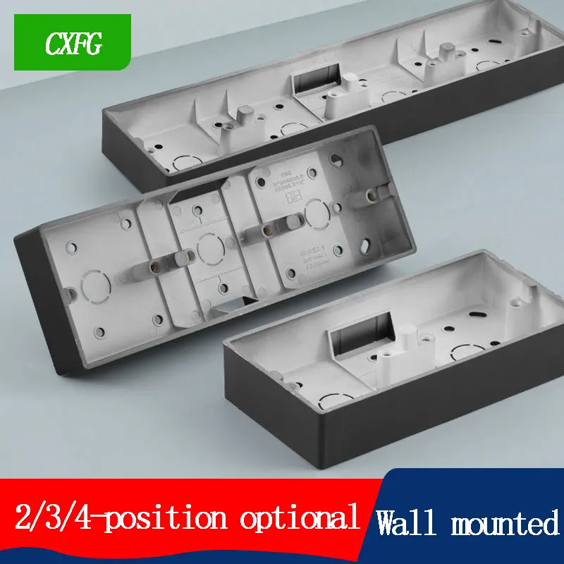 

86 type Wall Mounted Triple Bottom Box Four-Position Two-Position Open Box Black Wall Switch Socket 2Gang Wire Box Junction box
