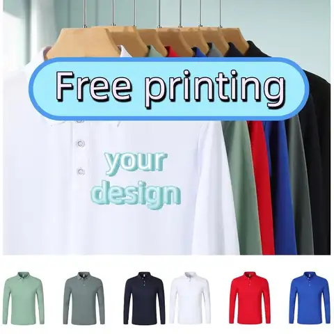 Autumn Mens Quick Dry 200g Long Sleeved Polo Shirt Personalized Custom Design Print Logo Company Employee Work Clothes Workwear