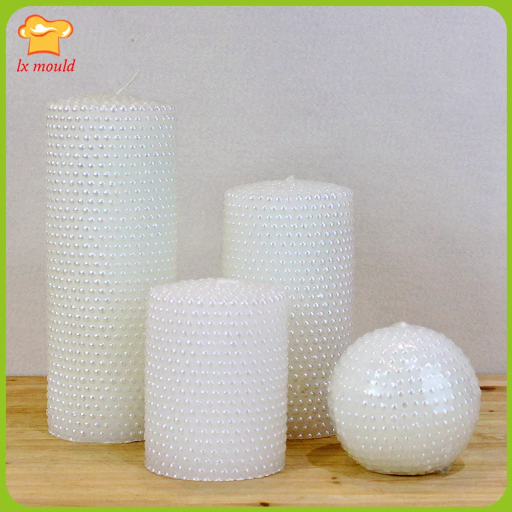 LXYY Cylindrical Candle Pearl Silicone Molds Home Wax Soap Plaster  Sphere Decor Mould 4 Variety