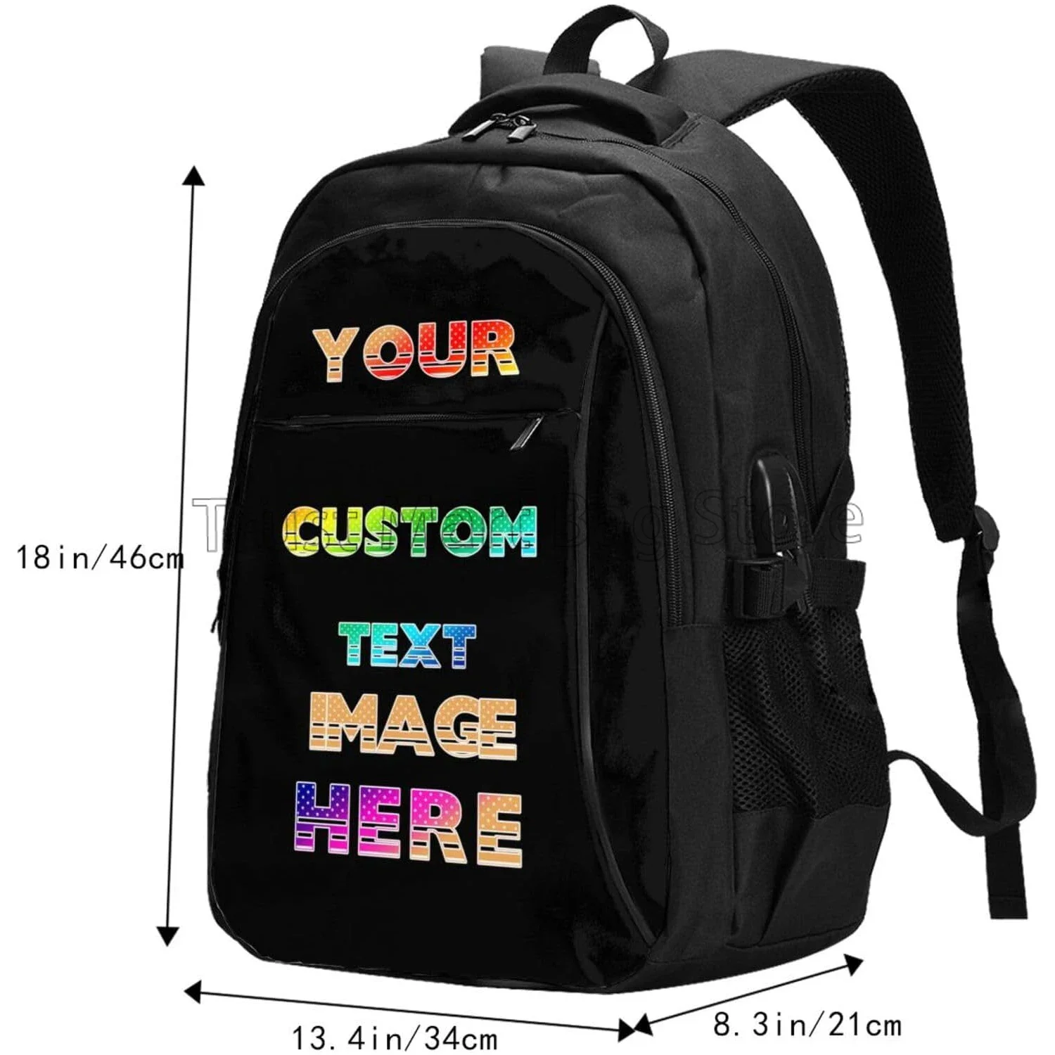 Custom Travel Laptop Backpack Personalized for Men Women with Name Photo Customized Computer Bags with USB Port 18x13.4x8.3 Inch