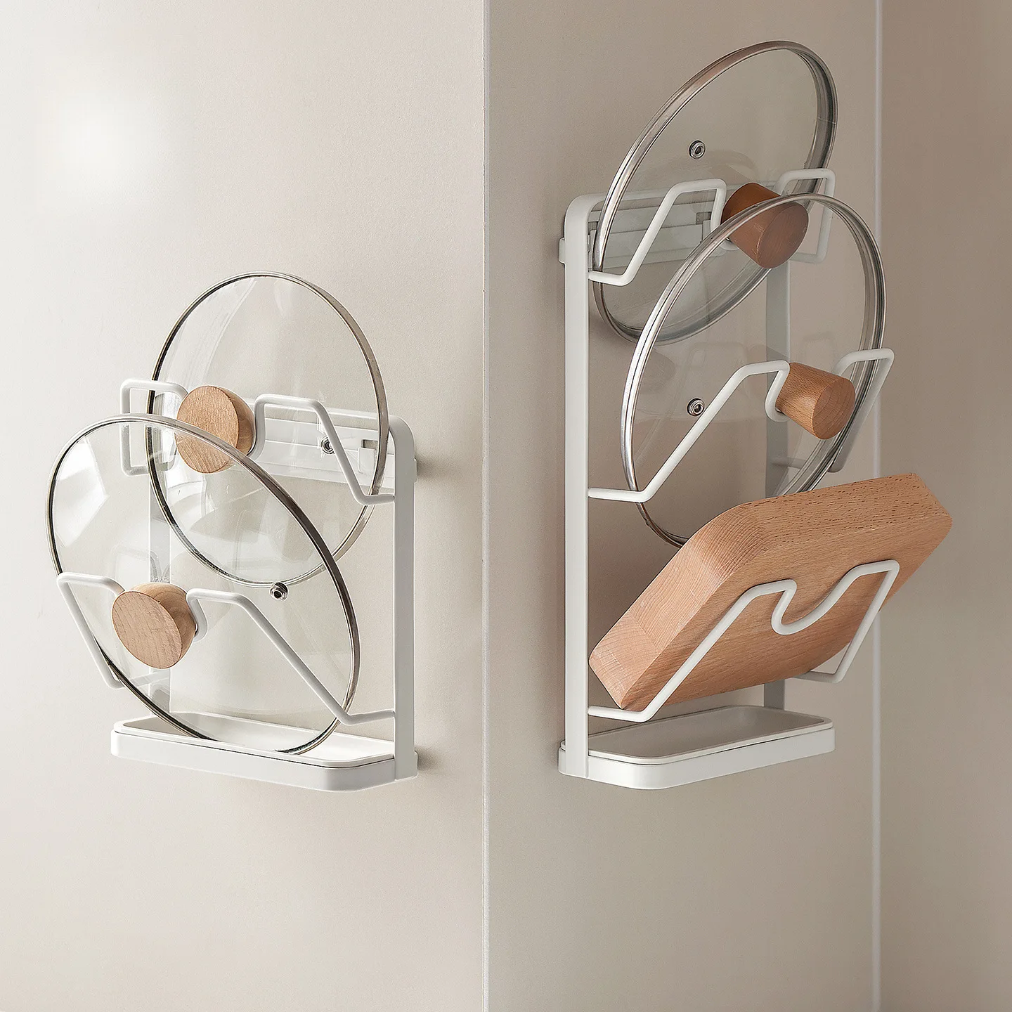 Lazy Corner Pot Lid Placer Wall Mounted Wall No Punching Kitchen Storage
