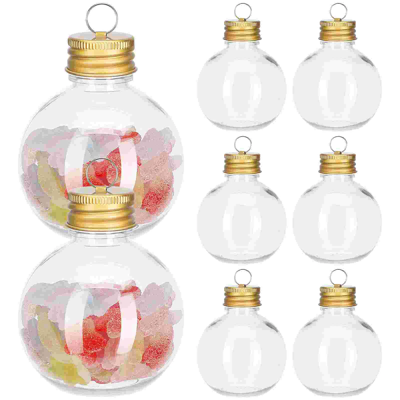 10 Pcs Plastic Bottle Christmas Spherical Candy Bottles Tree The Pet Christms Fillable Booze Anti-leak