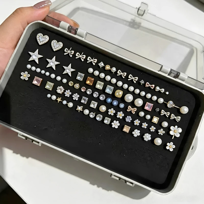 3pc Portable Earring Storage Box Simple Design Large Capacity Jewelry Storage Box Exquisite Ear Stud Storage Dustproof Packing