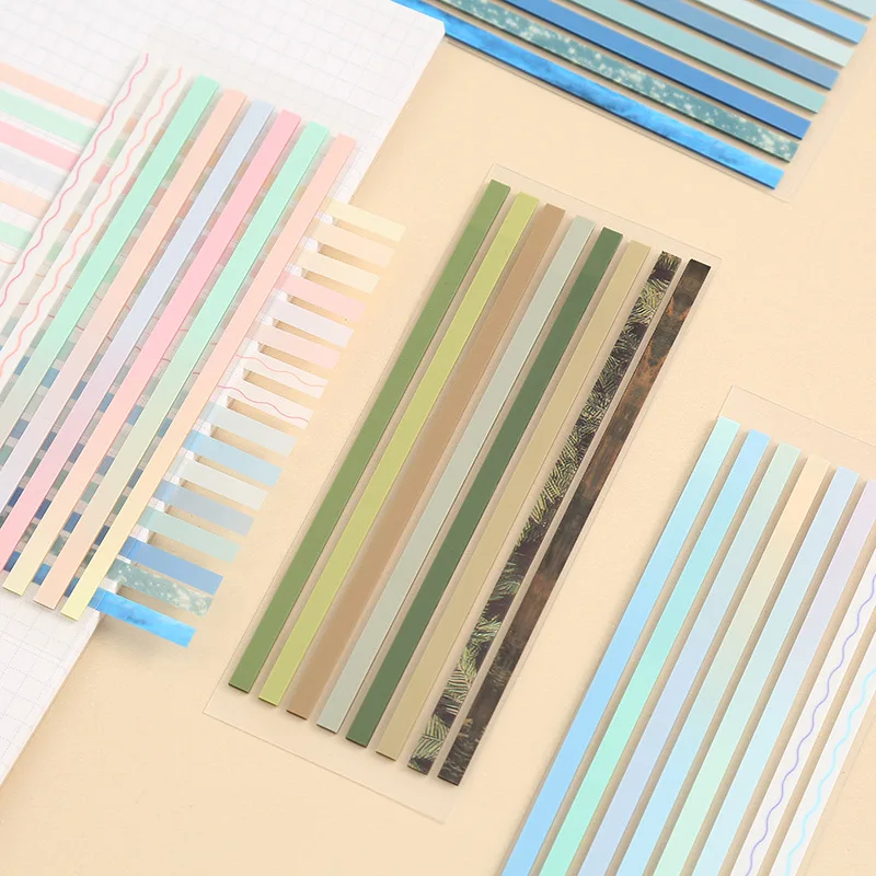 160Pcs Color Translucent Slender Strips PET Index Sticker Note Highlight Mark Stickers Bookmarks Student Stationery Sticky Note