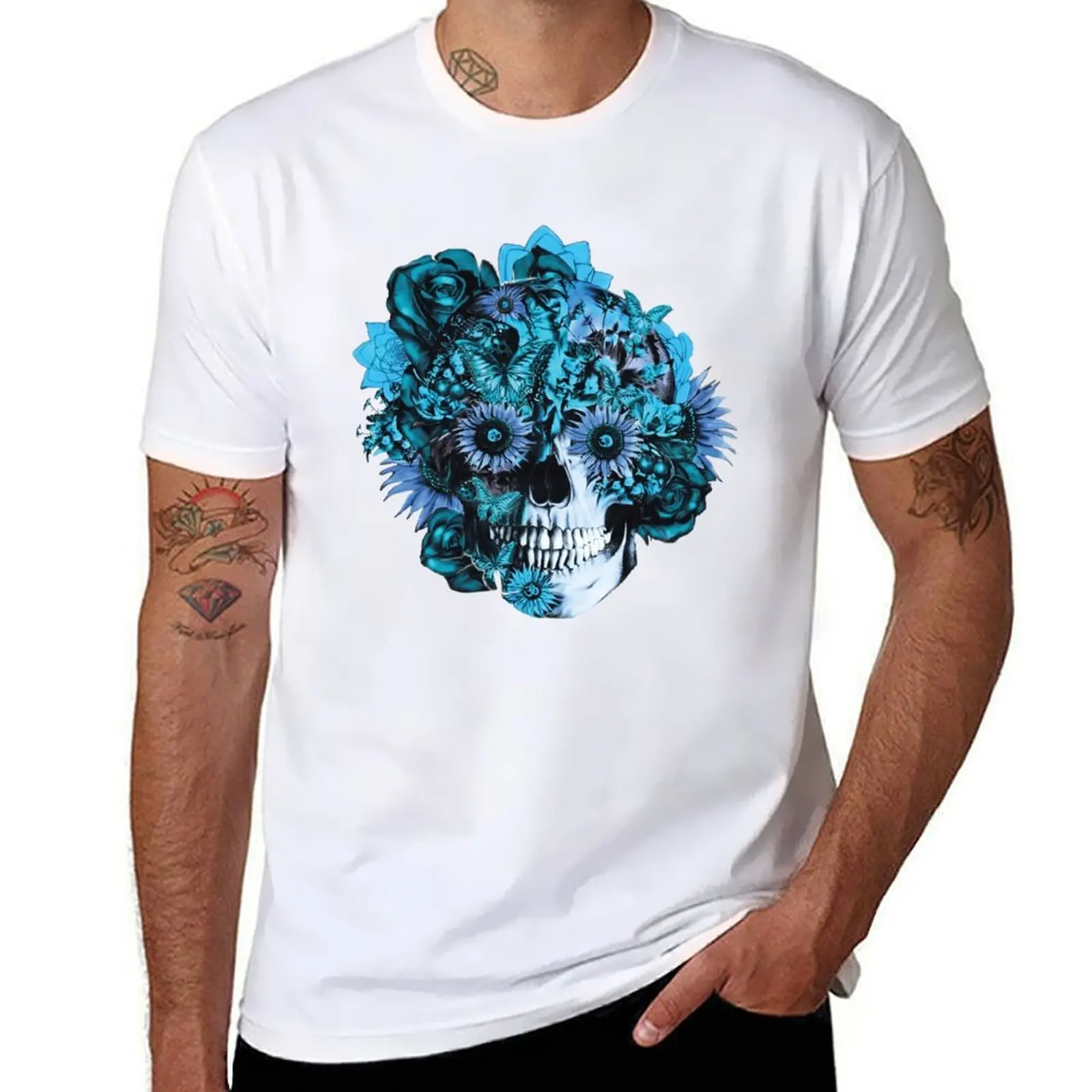 

Blue grunge ohm skull. T-Shirt t shirts for man pack white man t shirt designer T-Shirt