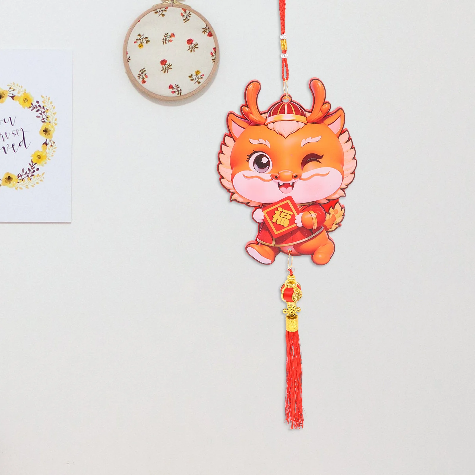 2024 Year of Dragon Chinese New Year Decoration Pendant Red Lucky Charm Hanging Ornament for Home Wall Door Car Bonsai Festival