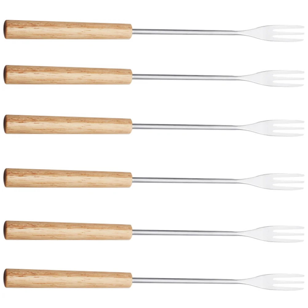 Horquillas plateadas para Fondue de Chocolate y queso, herramienta de cocina decorativa para inmersión, 6 uds.