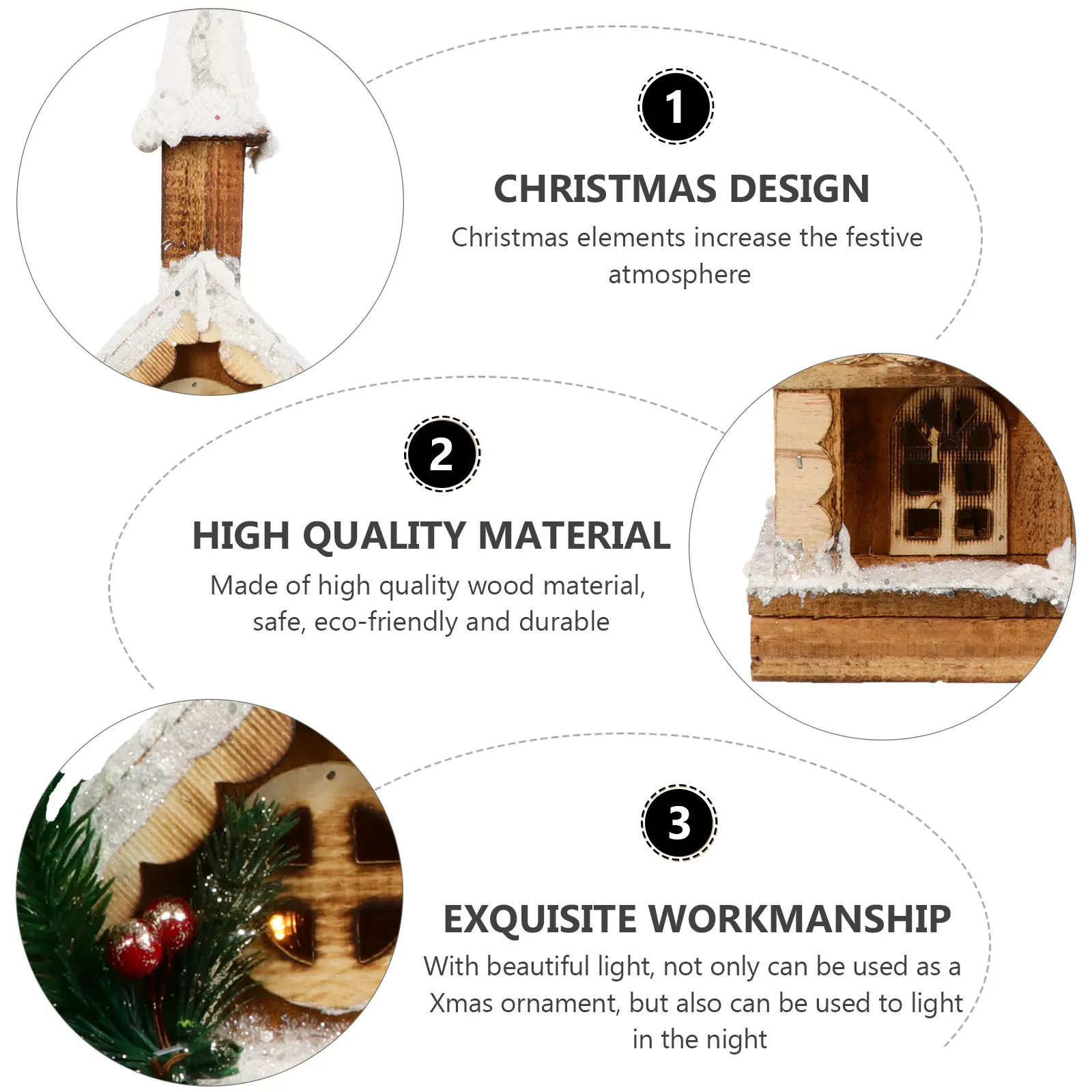

1Pcs Christmas Wood Decor Illuminated Cabin Ornament for Nighttime Ambience Holiday Season Xmas Celebration
