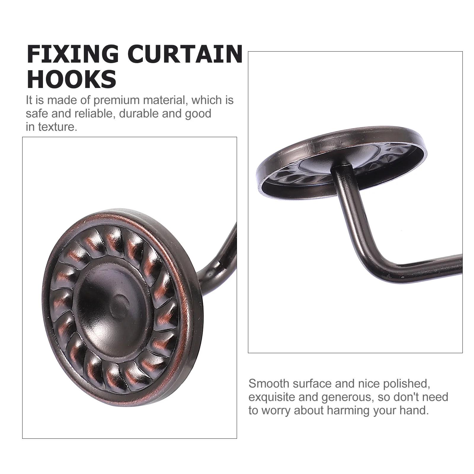 

12Pcs Safe Reliable Bath Curtain Hooks Premium Material Rustproof Vintage Design for Bathroom Decor Shower Curtain Hooks