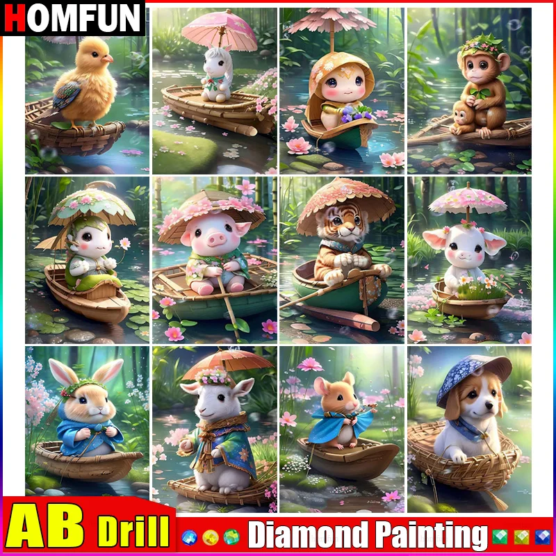 HOMFUN AB Full Diamond Embroidery Diy 5D Diamond Painting Cross Stitch 