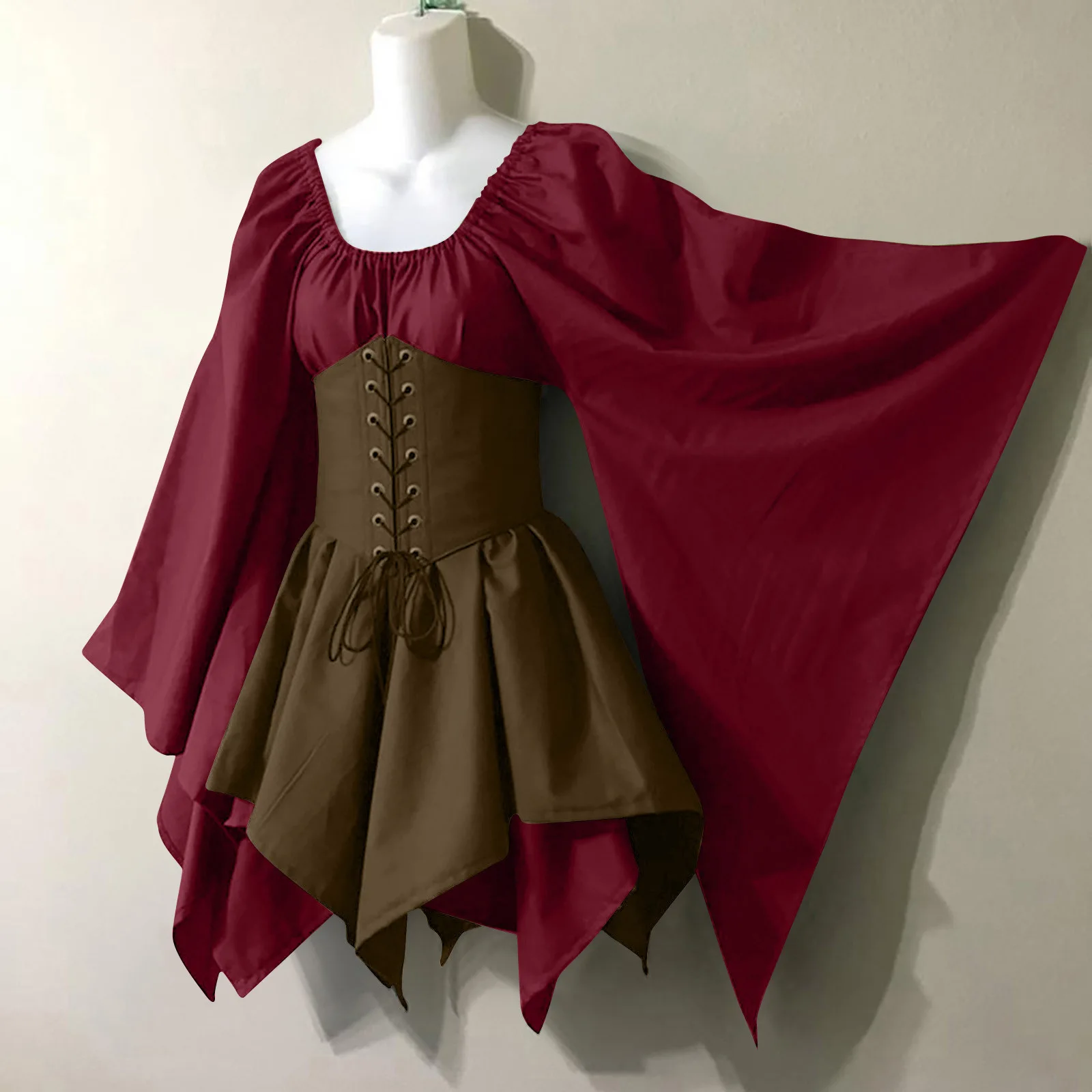 

Plus Size Halloween Cosplay Palace Women's Mini Dress Large Size Victoria Medieval Fairy Elf Vintage Bandage Christmas Dresses