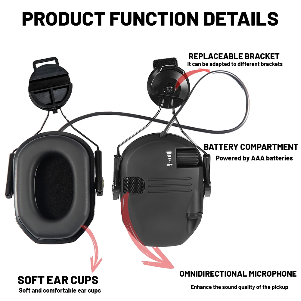 Newest Shooting Earmuffs Tactical Electronic Helmet Headset Hunting Hearing Protector Noise Reduction Headphone